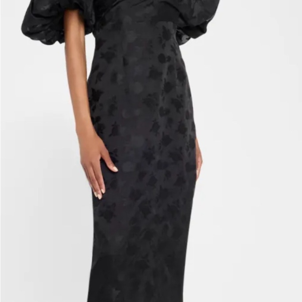 LELA ROSE Thelma Off-The-Shoulder Puff-Sleeve Fil Coupe Midi Dress